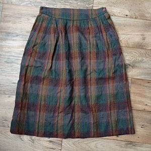 Vintage JH Collectible 100% Pure Wool Plaid Skirt Pockets ILGWU Union Made Tag